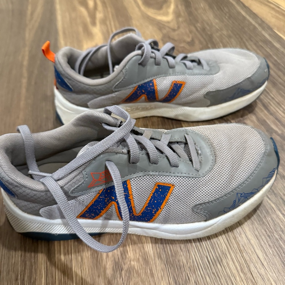 New Balance Kids Gray and Orange Sneakers 5y